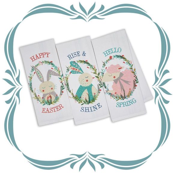 Design Imports Easter Kitchen Towels 100% Cotton Oversized - Picture 1 of 2